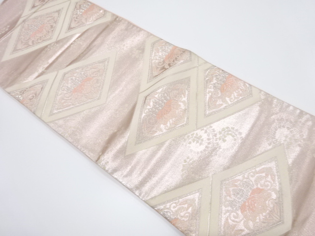 アンティーク　菱に桐唐草模様織り出し袋帯（着用可）